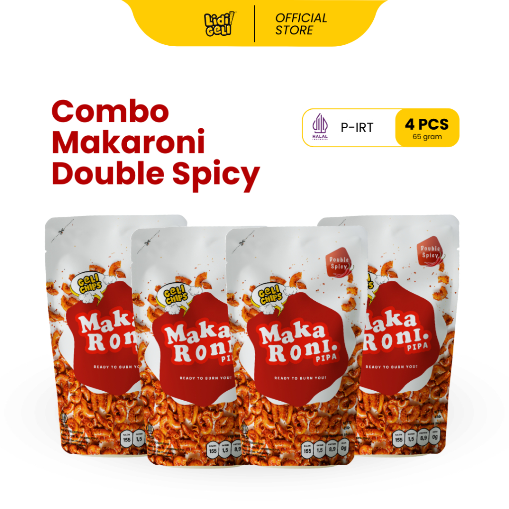 

Geli Chips Combo 4pcs - Makaroni Geli Double Spicy - Super Hemat