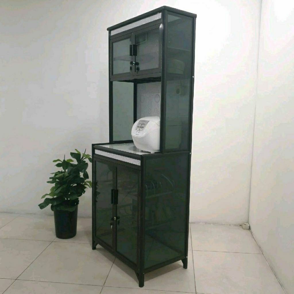 TC ALUMINIUM LKS 66X43X176 86X43X176 106X43X176 LEMARI RAK PIRING KERAMIK MEJA RATA ALUMINIUM 20U SI