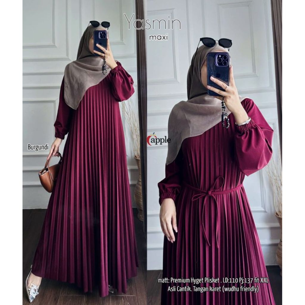 ( COD ) Yasmin Maxi • Gamis Plisket Premium • Maxi Plisket • Dress Plisket • Plisket Premium • Inner