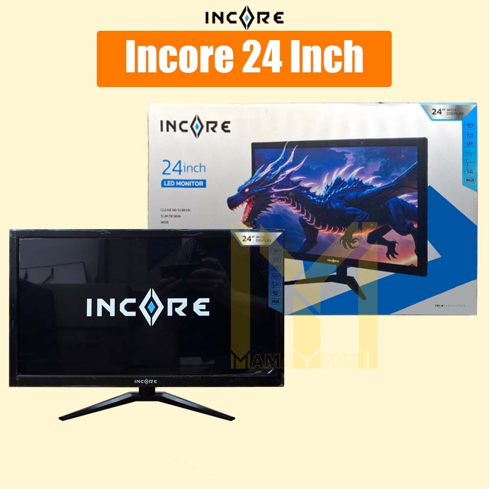 Monitor Incore 24" Full HD (1920x1080) HDMI & VGA / LED 24 Inch /Layar Monitor PC / Komputer / CCTV