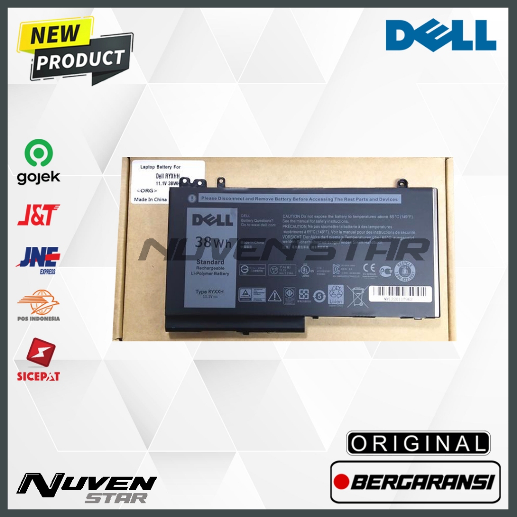 Original Baterai Laptop DELL Latitude E5250 E5270 E5450 E5470 E5270 E5550 E5570 3150 3160 RYXXH