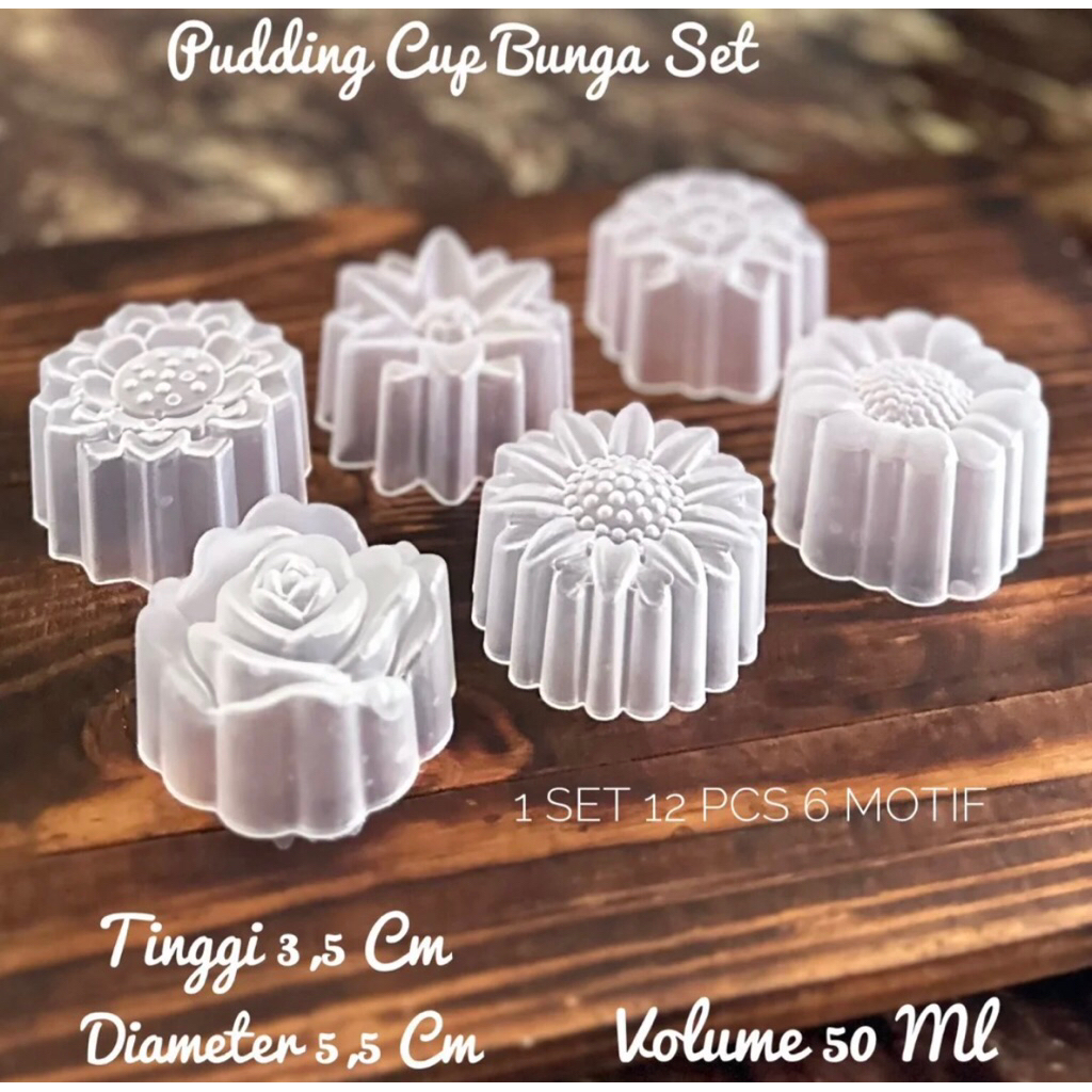 [Isi12] Cetakan Cup Bunga Set Kue 5.5 cm Plastik / Cetakan Bunga Lotus / Cetakan Puding Plastik / Ce
