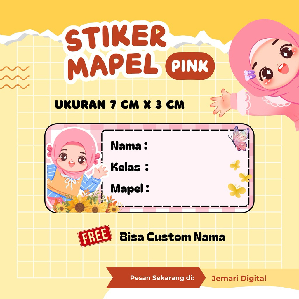 

40 STIKER BUKU MAPEL ( LABEL / NAME TAG ) - PINK