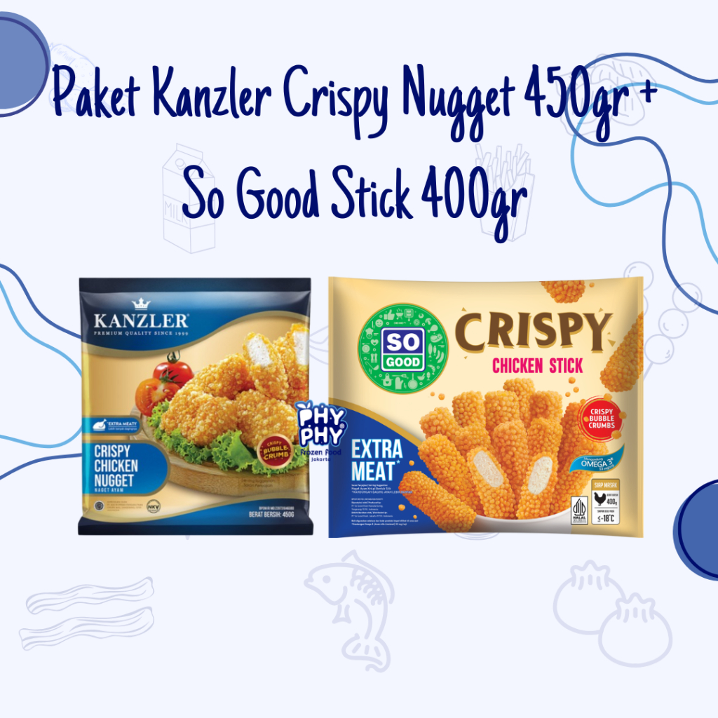 

Paket Kanzler Paket Crispy Nugget 450gr + So Good Stick 400g | Nugget termurah | Kanzler Crispy Nugget Murah | Nugget ayam enak | Nugget ayam