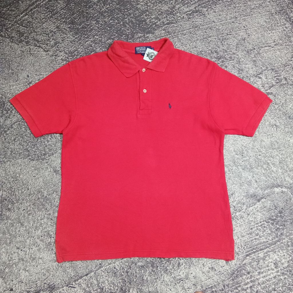 kaos krah polo pria POLO RALPH LAUREN senter logo bordir merah bagus size L