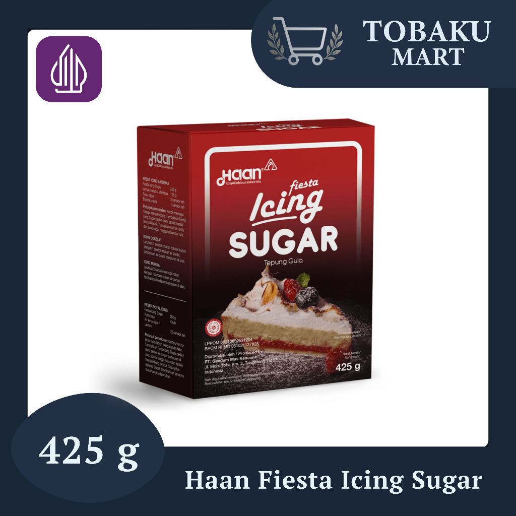 

HAAN FIESTA ICING SUGAR 425GR / GULA HALUS PUTIH UNTUK TABURAN, ICING, DAN BAHAN KUE / TEKSTUR LEMBUT DAN MUDAH LARUT UNTUK KUE KERING, DONAT, DAN FROSTING / COCOK UNTUK HOME BAKING, USAHA RUMAHAN, DAN KREASI DESSERT MODERN