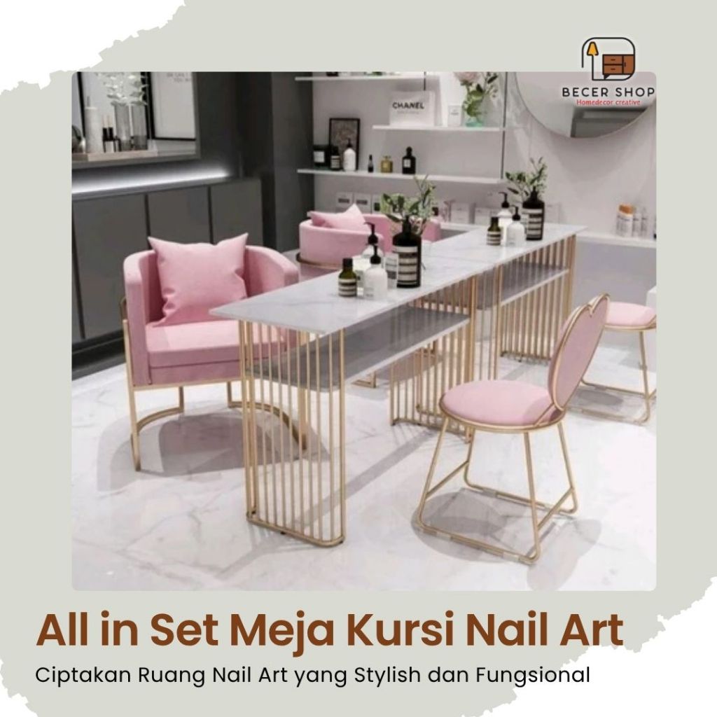 All in Set Meja Kursi Nail Art | Desain Lengkap untuk Studio Kuku Anda