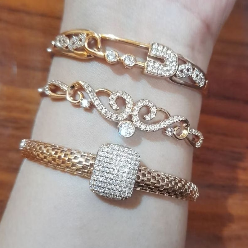 Gelang Bangle bukaan samping merek XUPING gelang imitasi gelang lapis emas
