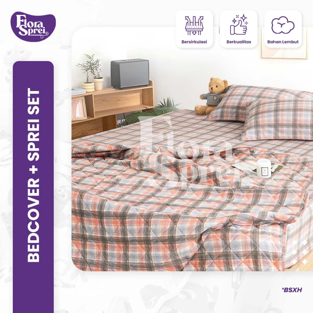 Flora Sprei Bedcover Set Sprei Motif Aesthetic Korea Style Sprei Lembut dan Adem 120/160/180cm