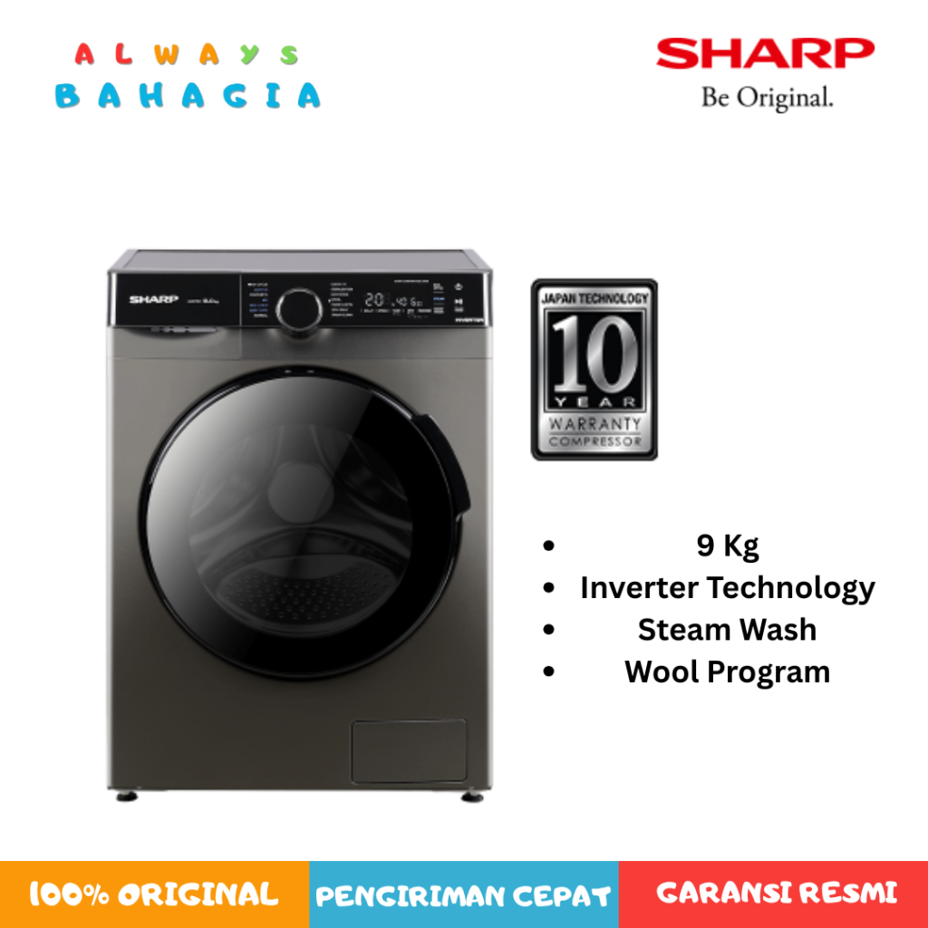 SHARP ES-FL1490MSX MESIN CUCI FRONT LOADING 9KG