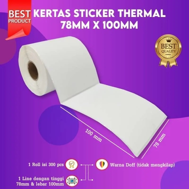 

Kertas Label Sticker Resi Thermal Barcode 78x100 mm Gulung Isi 300 pcs / kertas resi thermal 78 x 100 / resi thermal roll 78x100