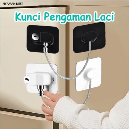1 PCS Kunci Pengaman Pintu / Kunci Kulkas Pengaman Anak / Kunci Pengaman Laci Lemari COD
