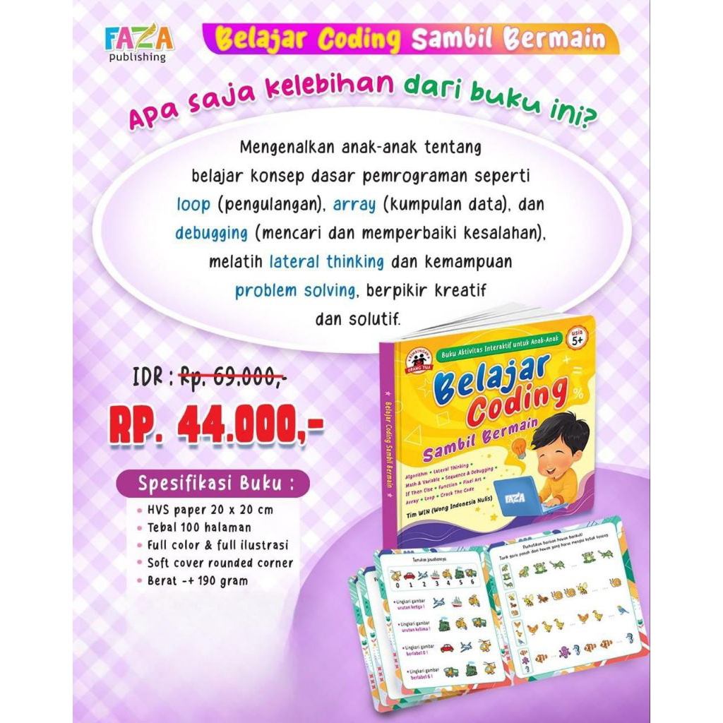 Belajar Coding Sambil Bermain-Faza-/Buku Belajar Coding/Buku Anak Belajar Coding/Buku Coding/Buku An