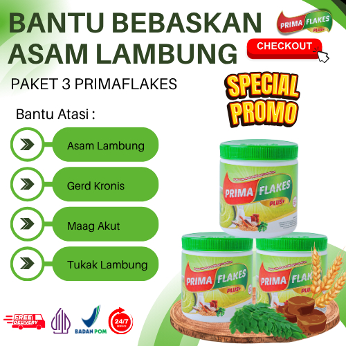 

Paket 3 primaflakes original membantu meredakan asam lambung, gerd, tukak lambung, masalah pencernaan, pengganti makanan