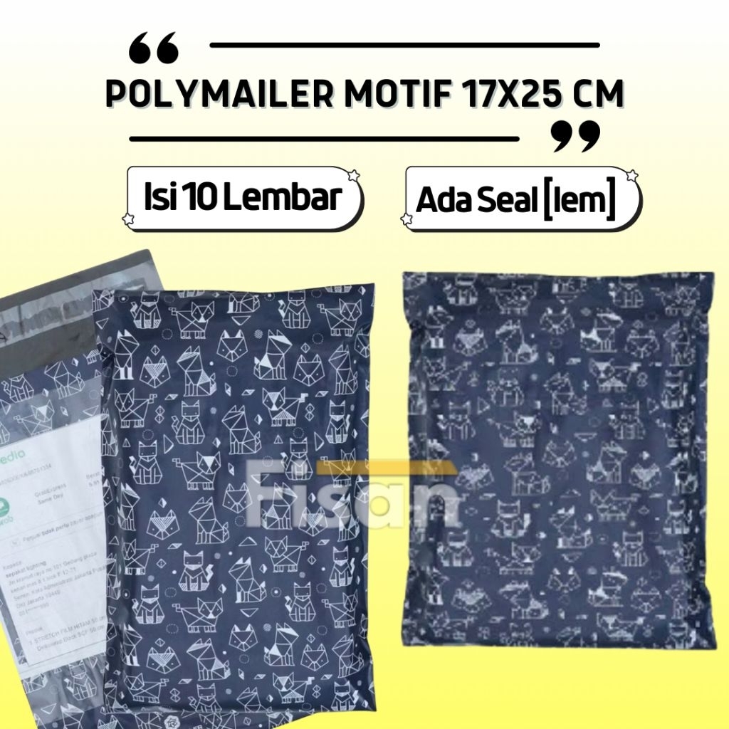 

10 Pcs Kantong Plastik Packing Polymailer Motif Origami 17x25