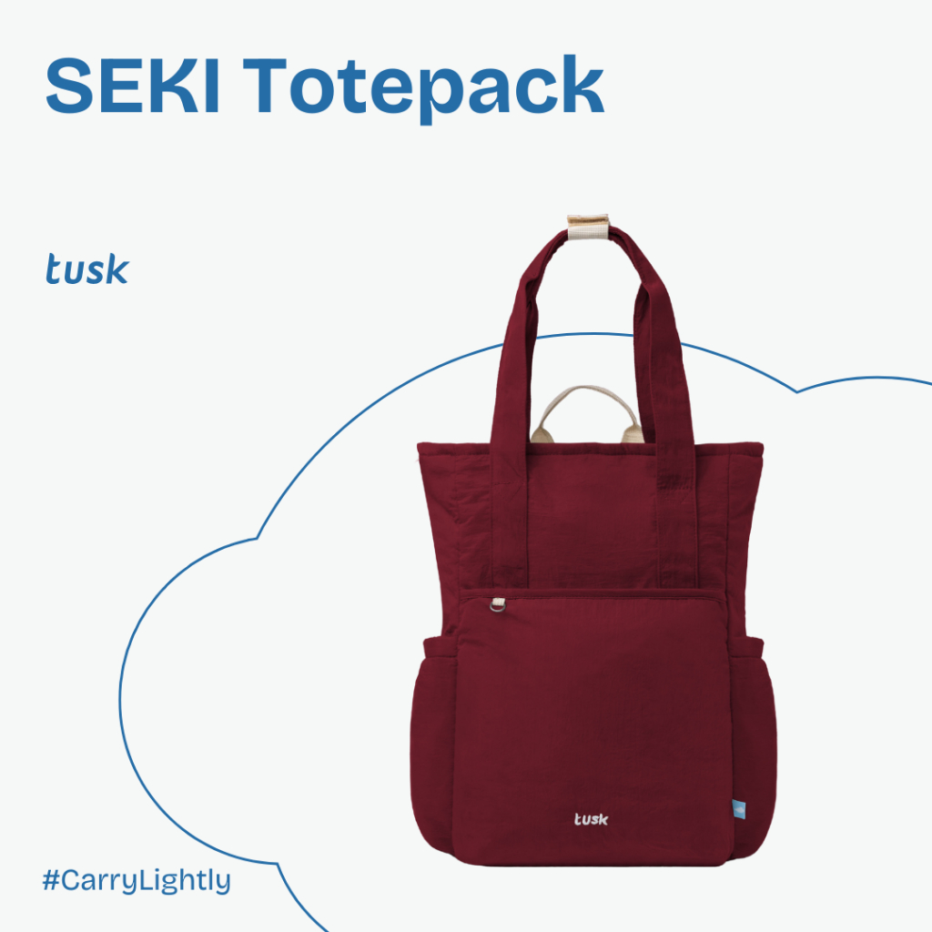 Tusk Totepack Seki  Maroon Totebag Pria Wanita Backpack