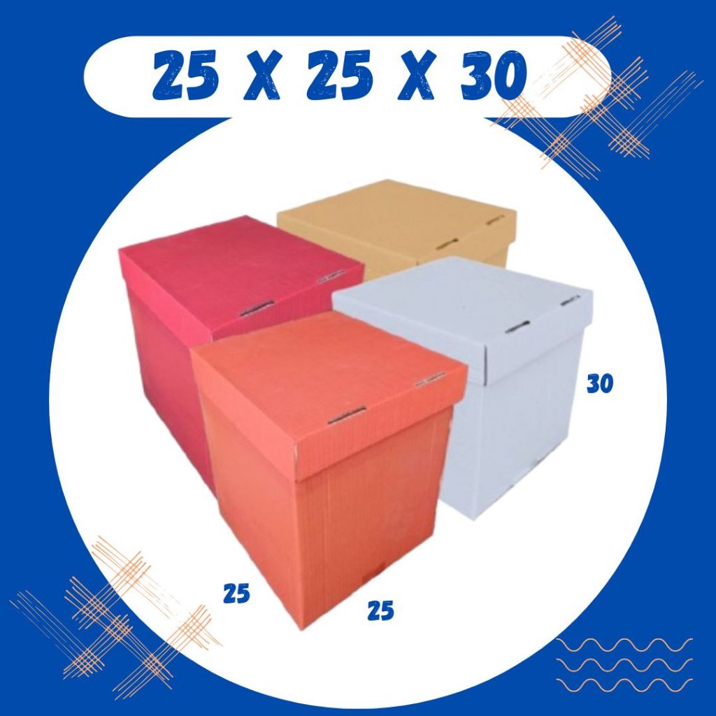 

Box Kado 25x25x30 / 25x25x20 / 25x25x10 (Set Top/Bot Heebe) Kardus Packing/Karton/Paking/Polos/Hampers/Boneka/Buah/Puding/Tart