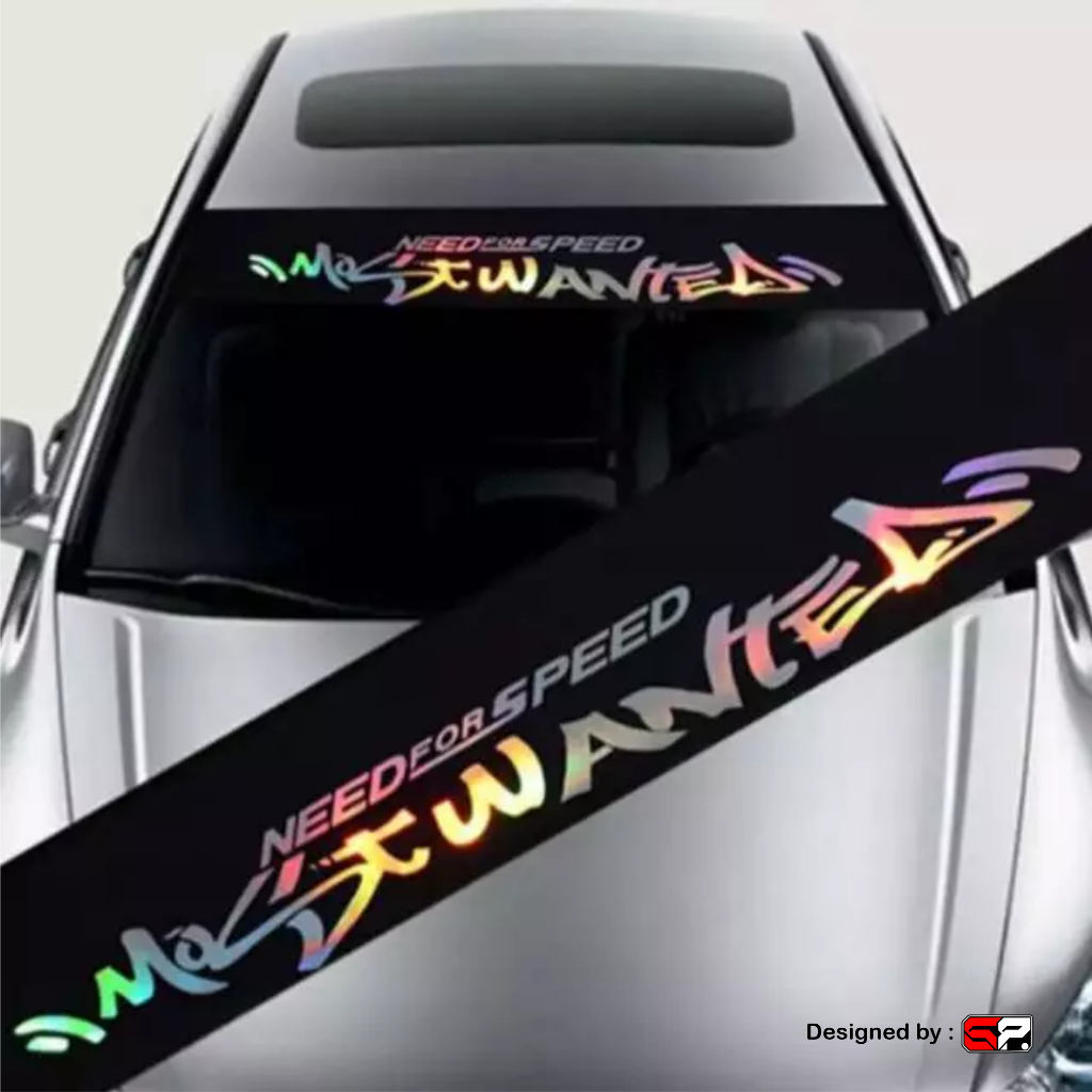 Stiker mobil kaca depan belakang Need For Speed Most Wanted Hologram