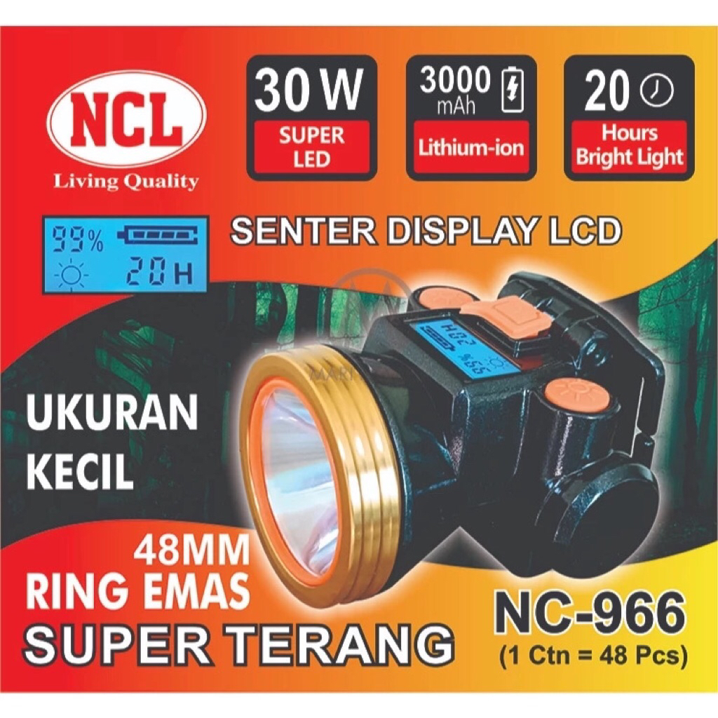 Senter Kepala Digital NCL-966. untuk memancing, mendaki gunung, berkebun
