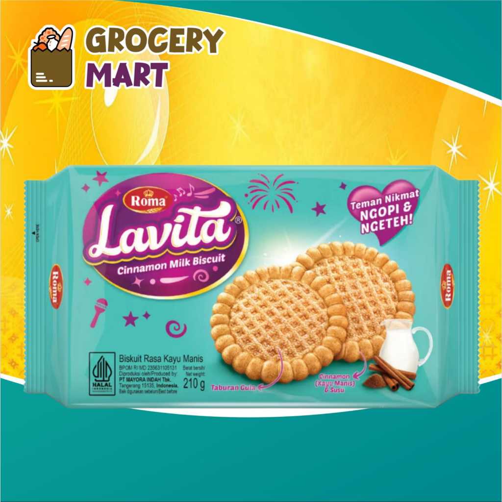 

(BUNGKUS) Roma LAVITA Cinnamon Milk Biscuit Rasa Kayu Manis 210gr