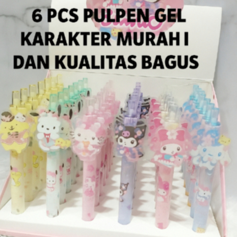 

(6PCS) PULPEN GEL KARAKTER SANRIO PREMIUM-PEN GEL KARAKTER ISI 6PCS