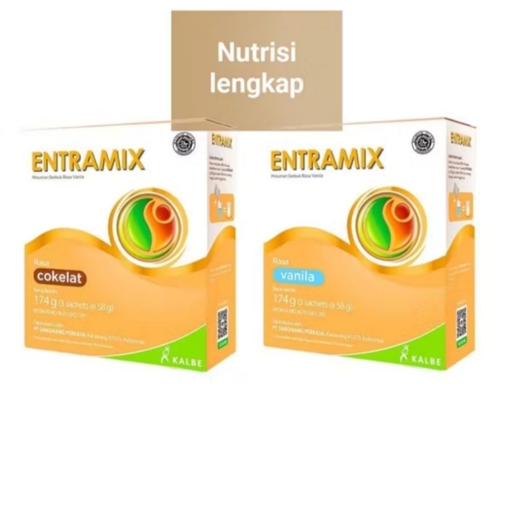 

Entramix 174gr Minuman Serbuk Rasa Vanila Cokelat Susu Nutrisi Lengkap Seimbang untuk Orang Dewasa dari Kalbe