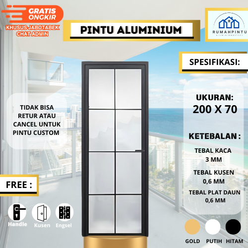 Pintu aluminium, pintu alumi, pintu kamar mandi, pintu toilet, pintu indoor, pintu outdoor, Aluminiu