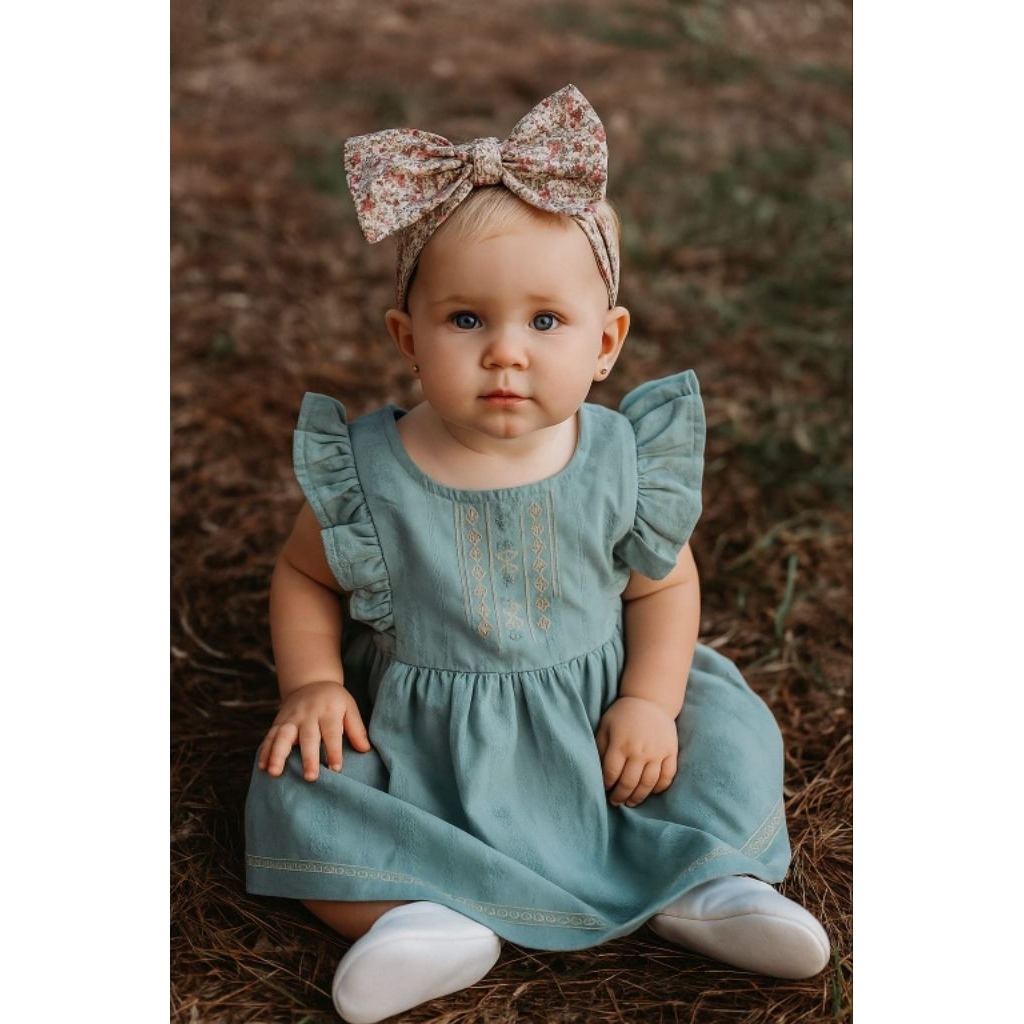 DRESS RUFFLE SAGE BAYI PEREMPUAN 612 BULAN PIPINIKO