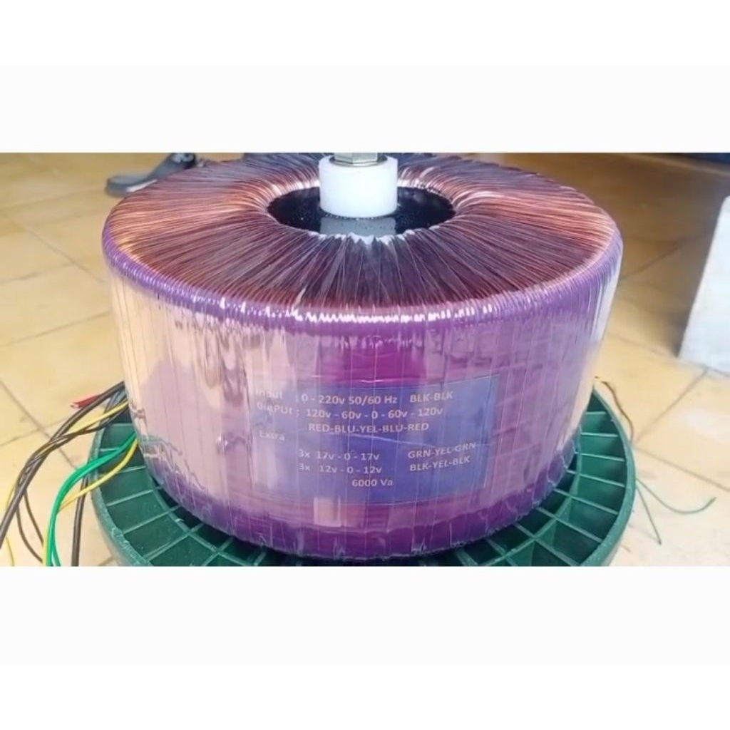 TRAFO TOROID CLASS H 6KVA 120 60 VAC/130 65 VAC Tembaga H.german