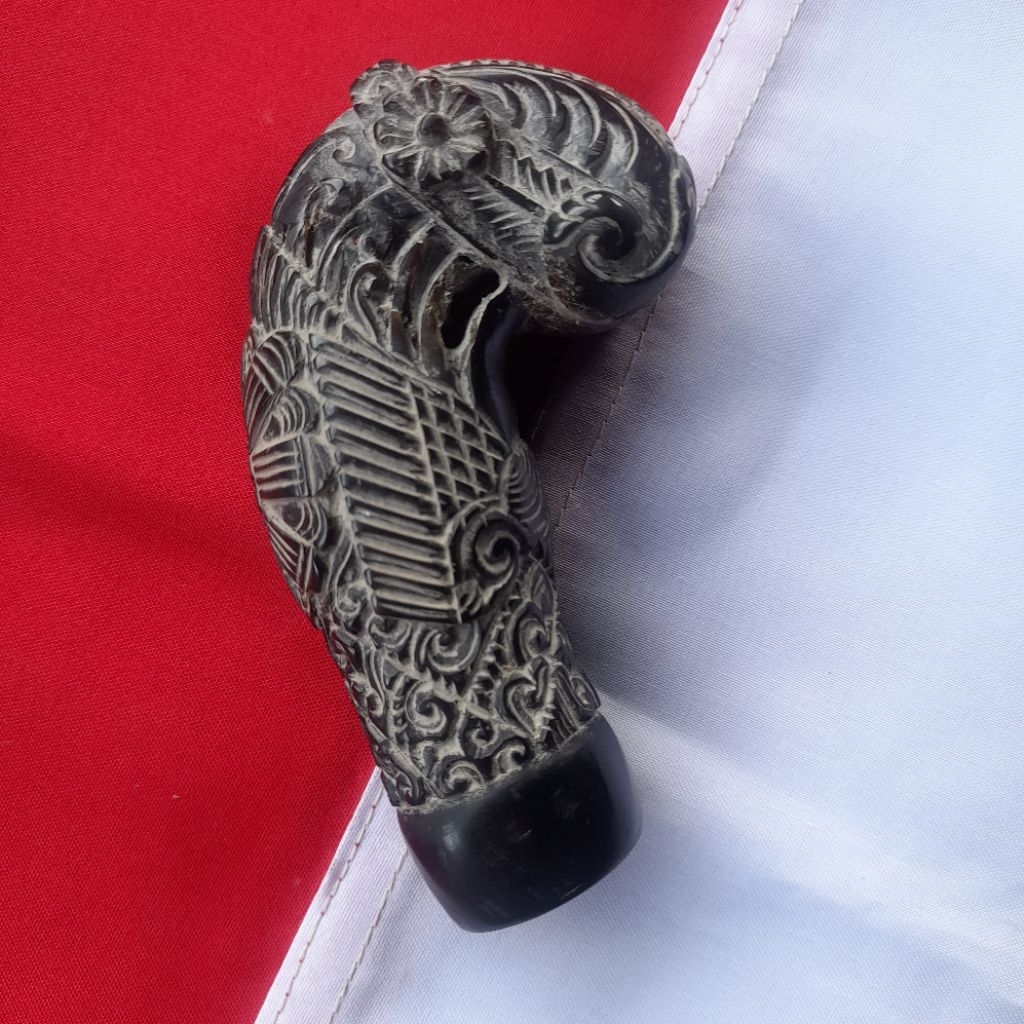 Deder keris DONORIKO ASLI Tanduk kerbau HITAM Jumbo 10cm , Deder keris , Handle keris