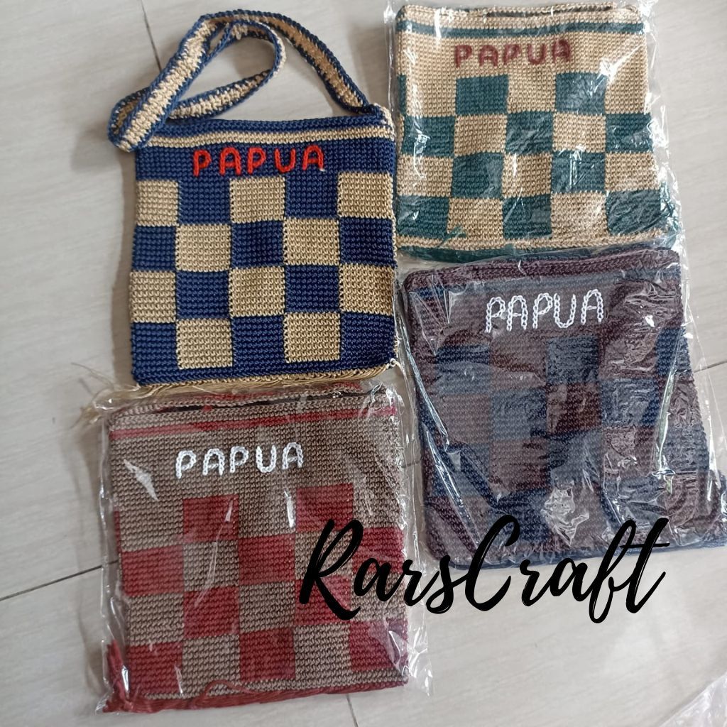 Tas Nilon catur papua / Tas rajut papua/ Tas papua / Tas souvenir Papua / Tas Papua Best Seller / Ta