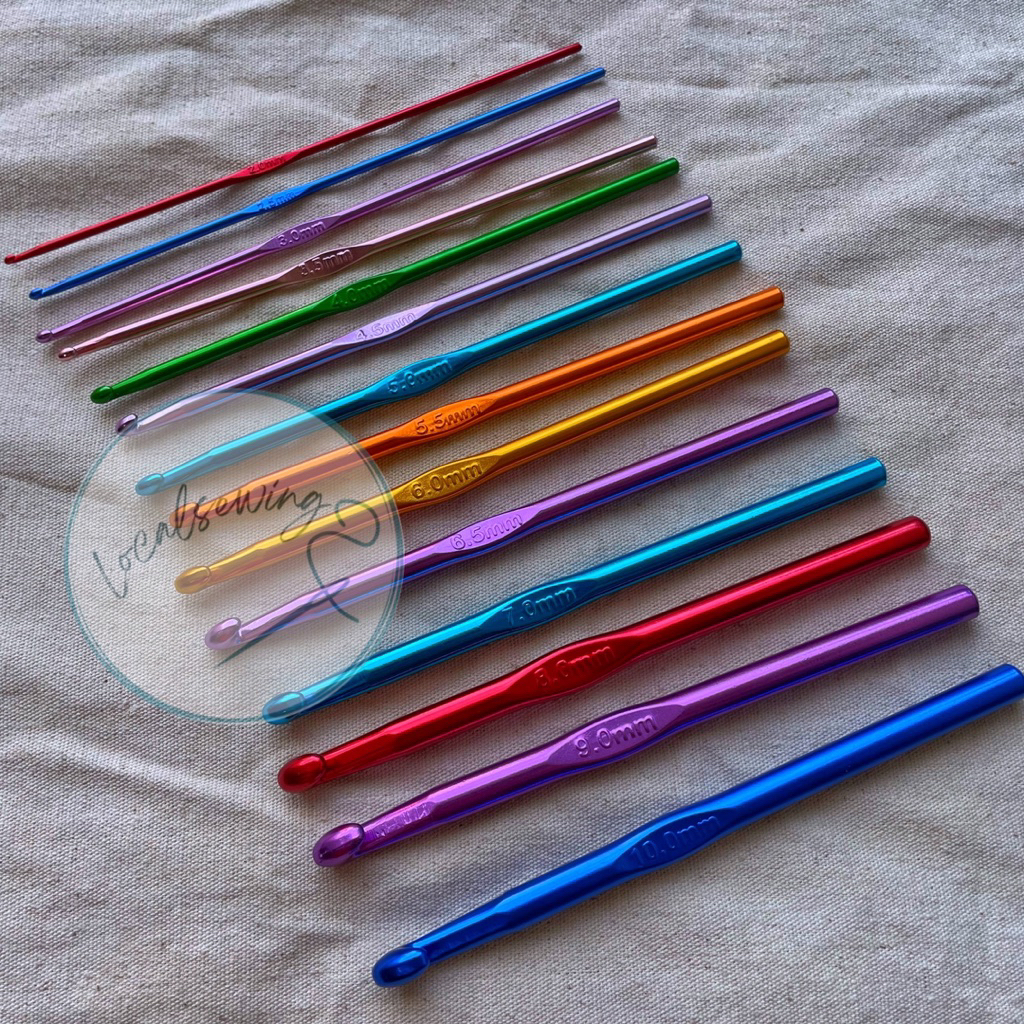 Hakpen Jarum Rajut Aluminium / Jarum Jahit Rajut Soket / Jarum Soket / Crochet Hook Aluminium