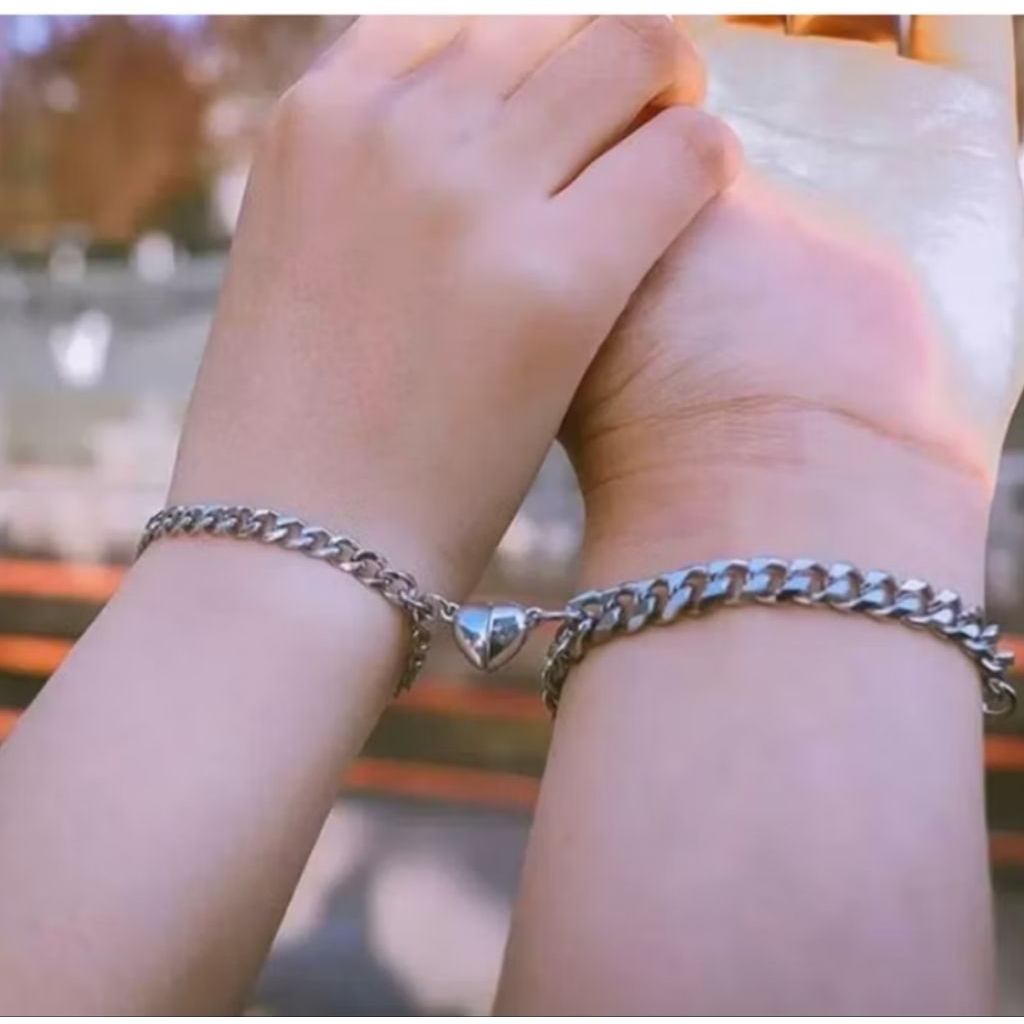 NEW DEALS GELANG TITANIUM COUPLE DENGAN LOVE MAGNET RANTAI NK ROLLO DAN NURI