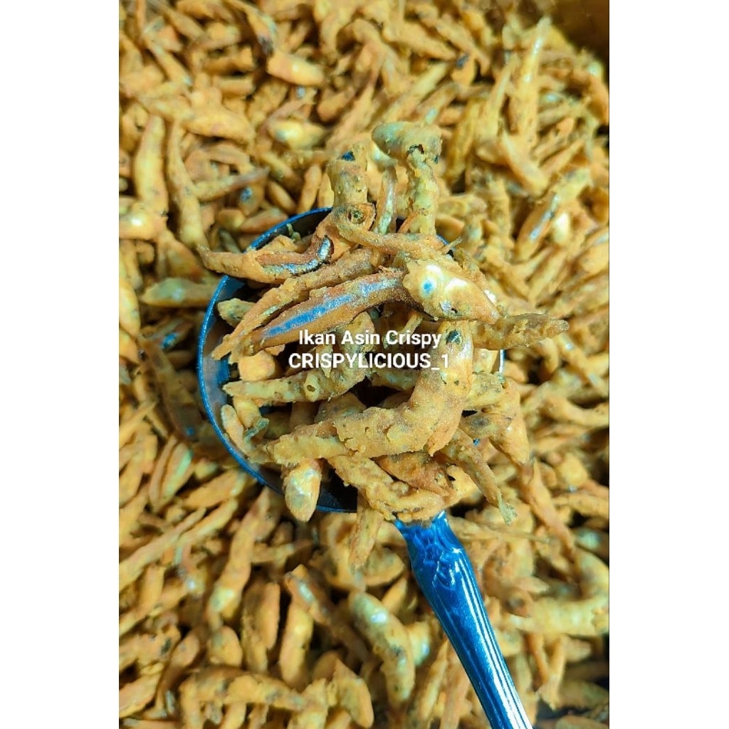

Teri Ikan Asin Crispy. asin, gurih, renyah, dengan irisan daun jeruk. (150 gram)