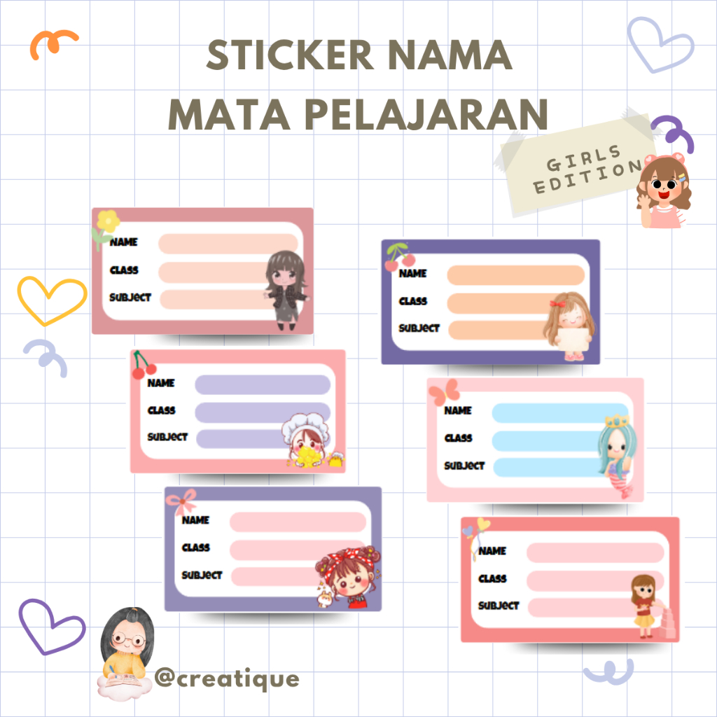 

[10Pcs] Stiker Label Buku Mata Pelajaran | Sticker Buku Nama Sekolah | Stiker Nama Buku Tempelan Anak Kawai Lucu