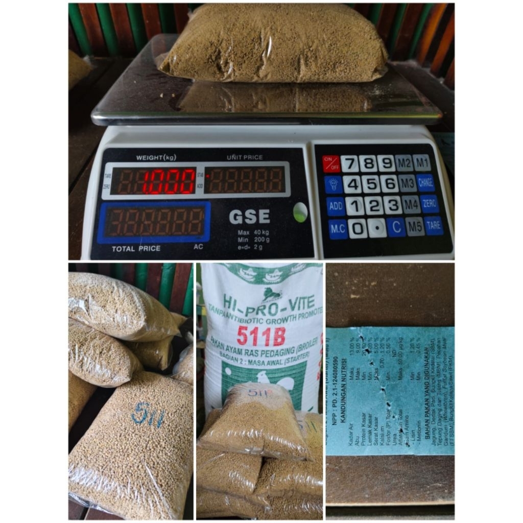 Pur Pakan Ayam 511B ( ORIGINAL POKPHAND) Kemasan 1KG