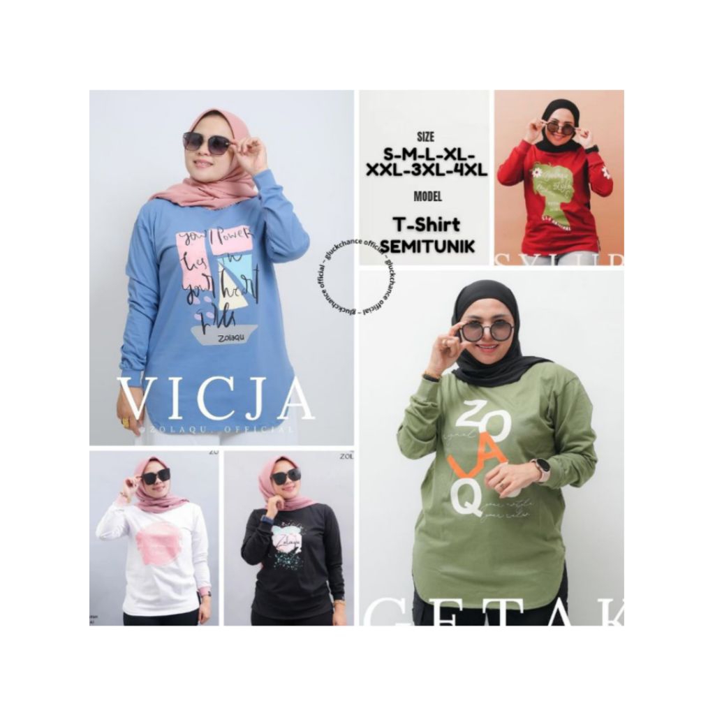 Zolaqu Official Terbaru 2026 Kaos Polos Jumbo Wanita Dewasa Original Lengan Panjang Korea Hijab Styl