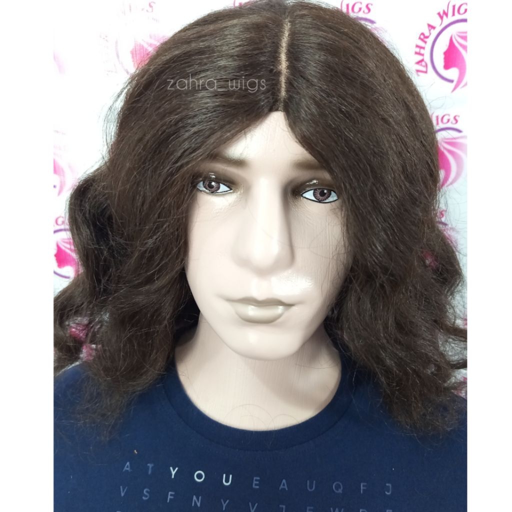 TERBARU WIG PRIA RAMBUT PANJANG GONDRONG SEBAHU MODEL BANDEL PENDEK OMBAK AMERIKA