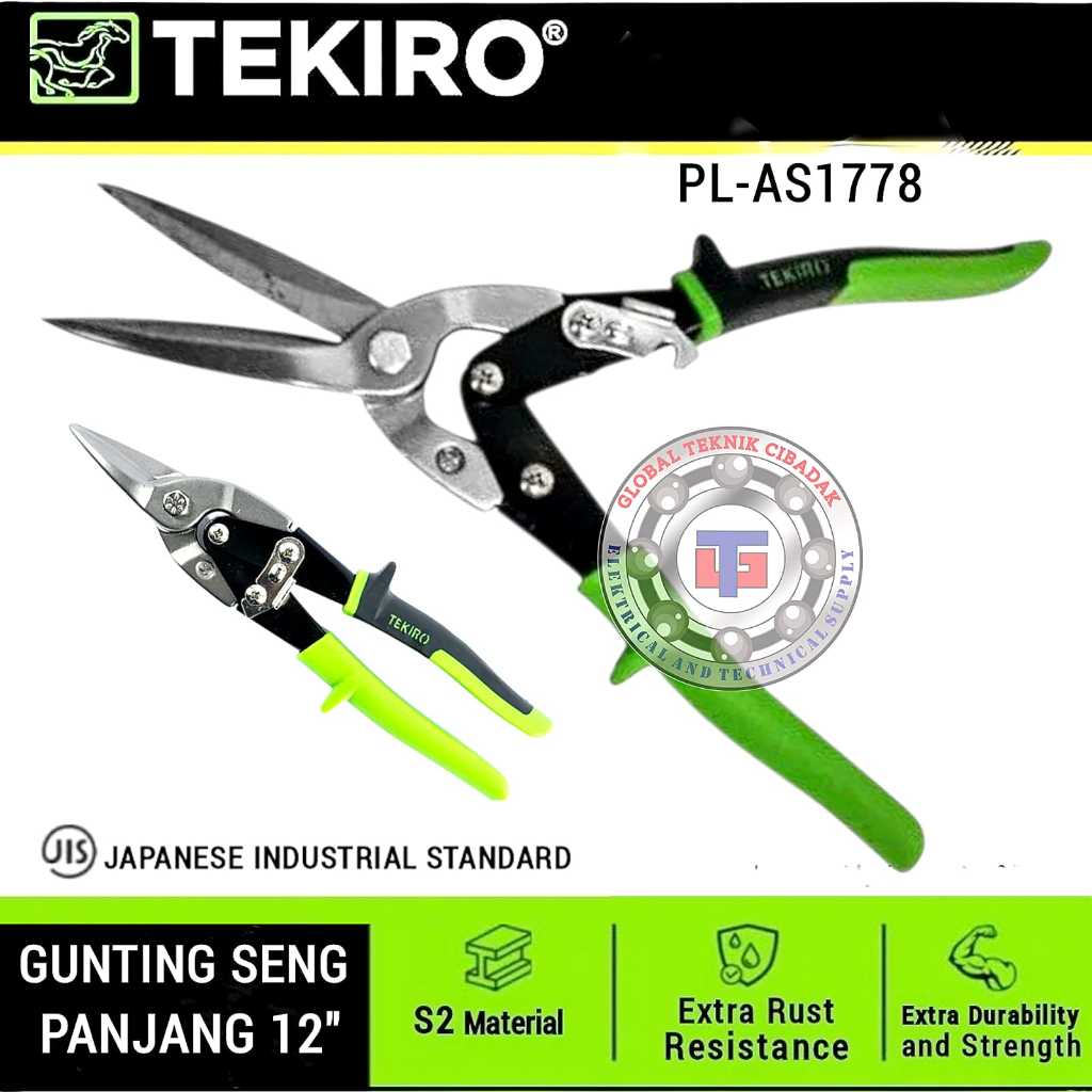Gunting Seng Gunting Baja Ringan 12 Inch Tekiro Tipe Lurus Panjang - Aviation Snip 12"