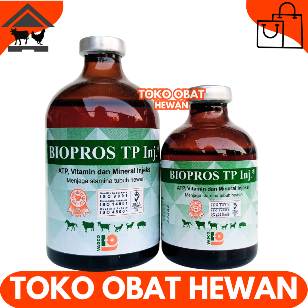 BIOPROS TP INJ 100ML BIOPROS TP INJ 50ML VADCO - Obat Penguat Otot & Menjaga Stamina Tubuh Hewan