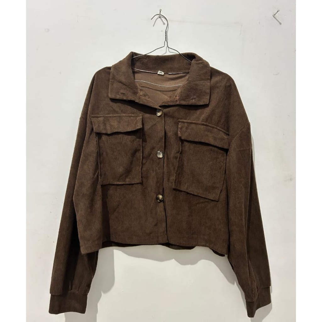 jaket crop corduroy