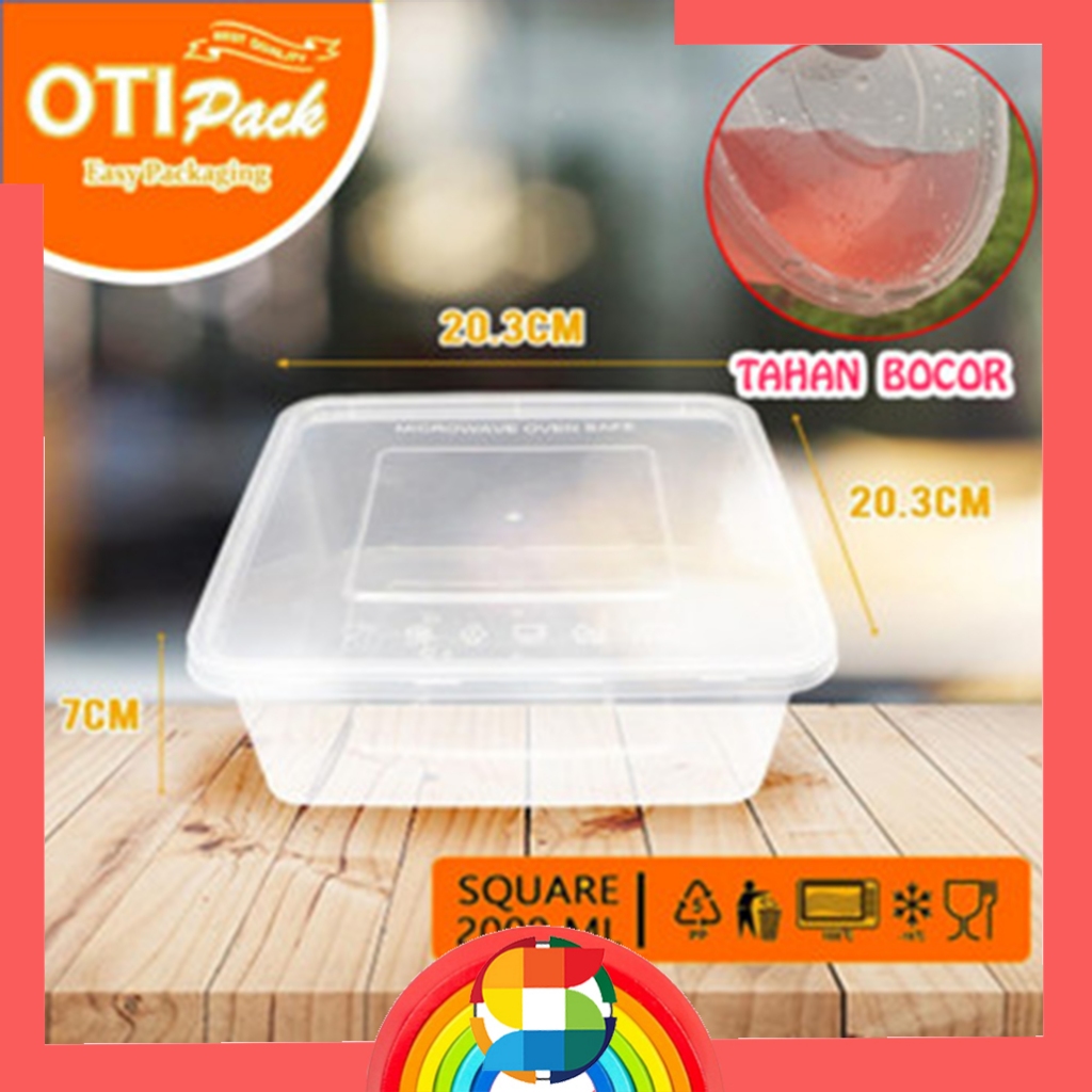 Thinwall Otipack/ Kotak Makan  Plastik Bening 2000ml/ Kotak Makan