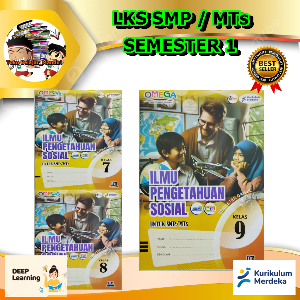 LKS IPS / Ilmu Pengetahuan Sosisal SMP/MTS Kelas 7, 8, 9 Semester 1 Kurikulum Merdeka Omega