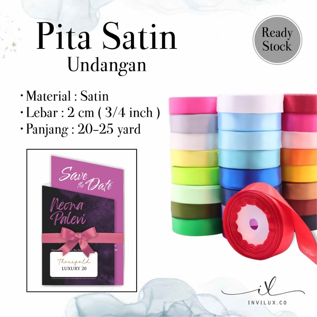 

PITA SATIN PEMBUNGKUS KADO UKURAN 2CM - PITA SATIN UNDANGAN READY STOCK