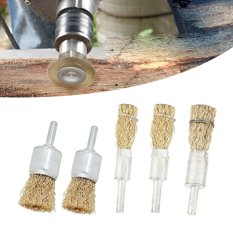 5pcs Mata Bor Sikat Kawat Set Bor Sikat Kawat Kuningan wire brush bor mangkok Mata Bor Kawat