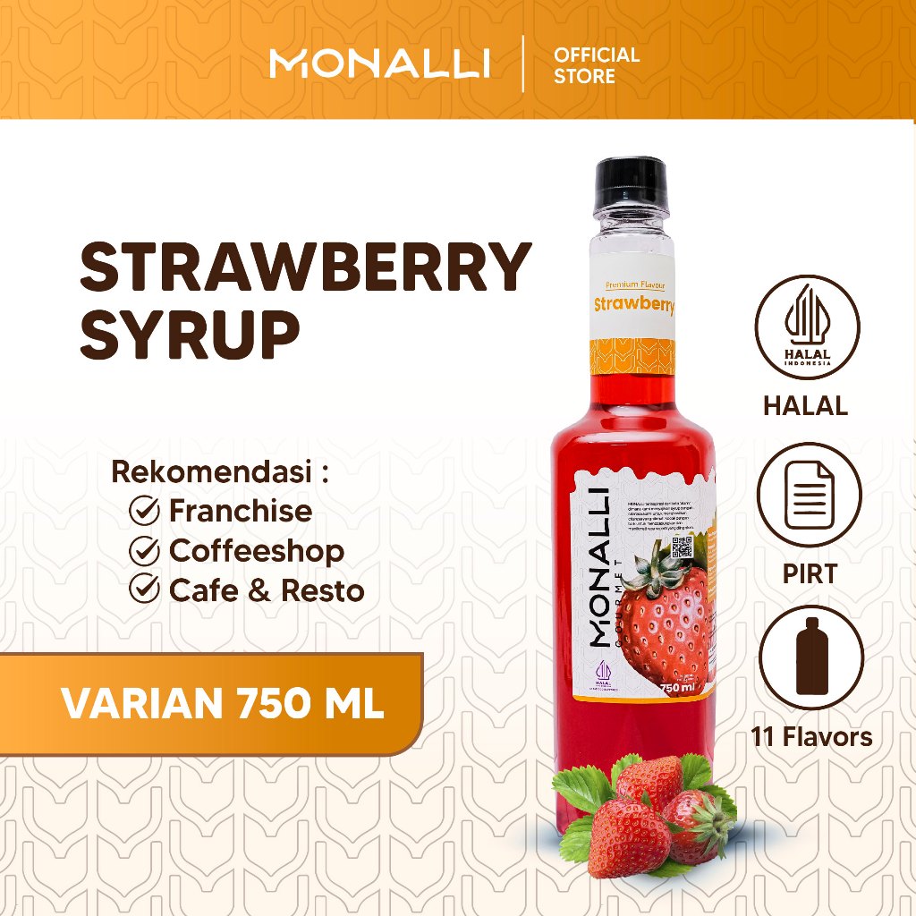 

Monalli - 750ml / Syrup Strawberry / Syrup Pemium Strawberry / Sirup Strawberry Cafe / Sirup Minuman