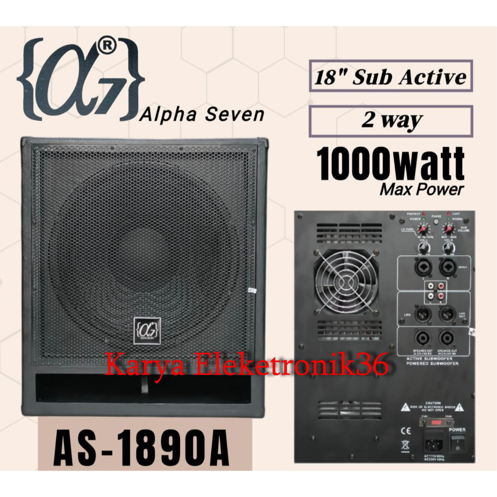 SUBWOOFER AKTIF ALPHA SEVEN AS 1890A 2WAY 1000 WATT ORIGINAL 18 inch alpha seven AS-1890A / AS1890A