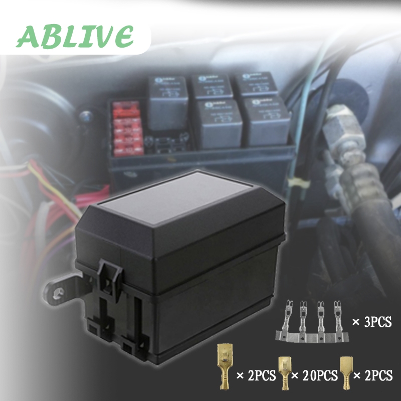 Fuse Holder Box Set Kotak Relai Car Marine 6-Way Relay + 6 Slot Blade Block Set