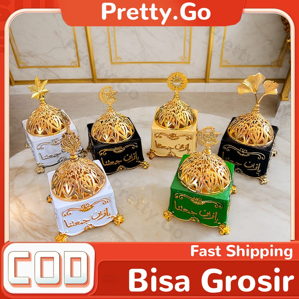 Tempat Bakar Dupa Bukhur Arab Putih dan Hitam Pembakaran Menyan Wewangian Ruangan