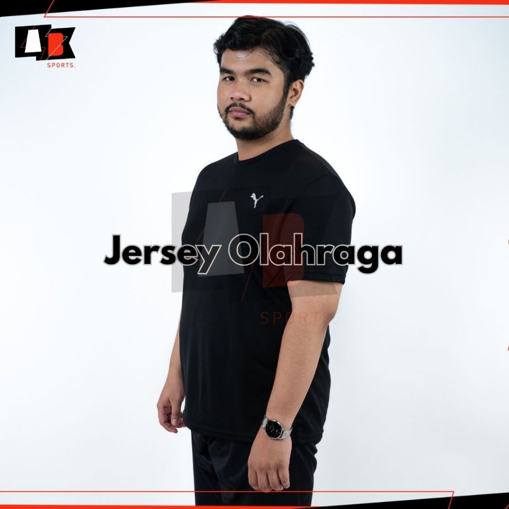 ABSPORTS - Kaos Olahraga Lari Running Unisex PM Polos / Baju Olahraga Running